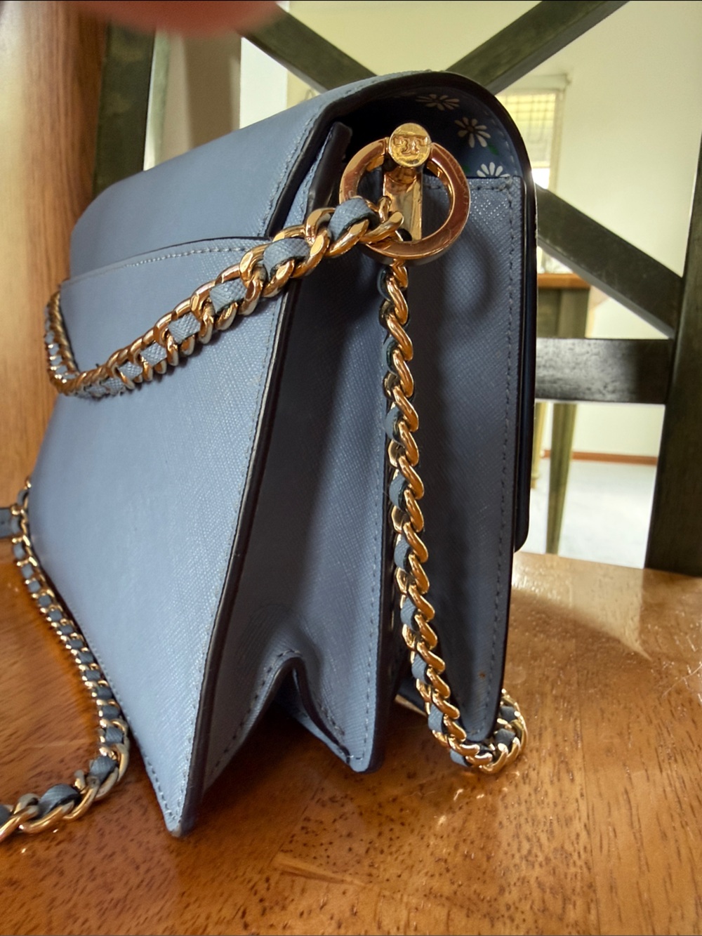 Tory Burch Slate Blue Saffiano Chain Crossbody - Picture 3 of 6